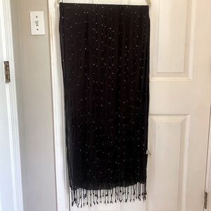 ECHO Lightweight Sheer Black Shawl with Silver Sequin Details
